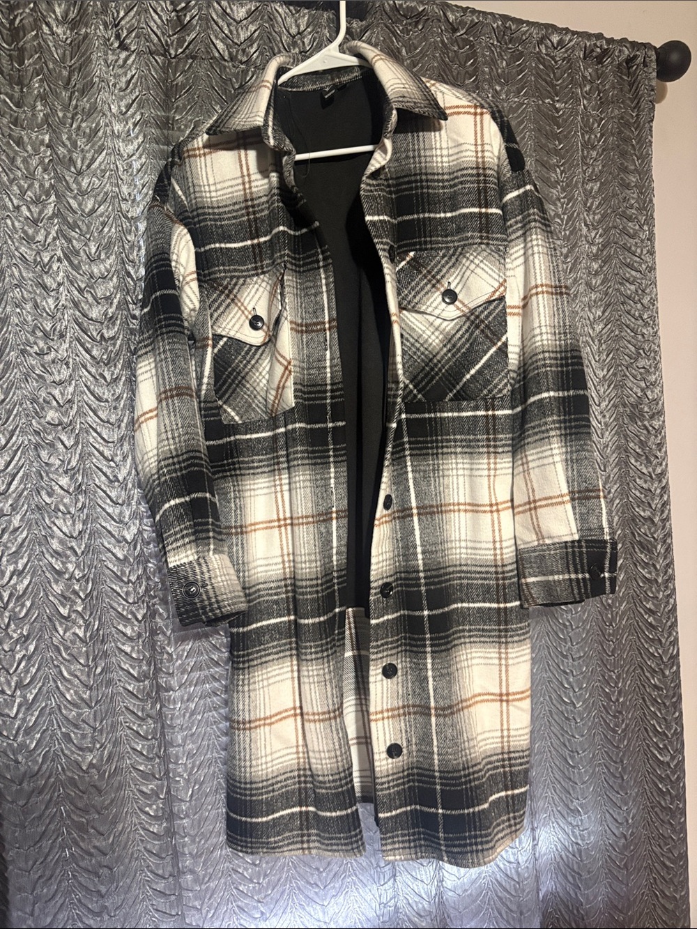 Windsor Black White & Brown Plaid Longline Shacket